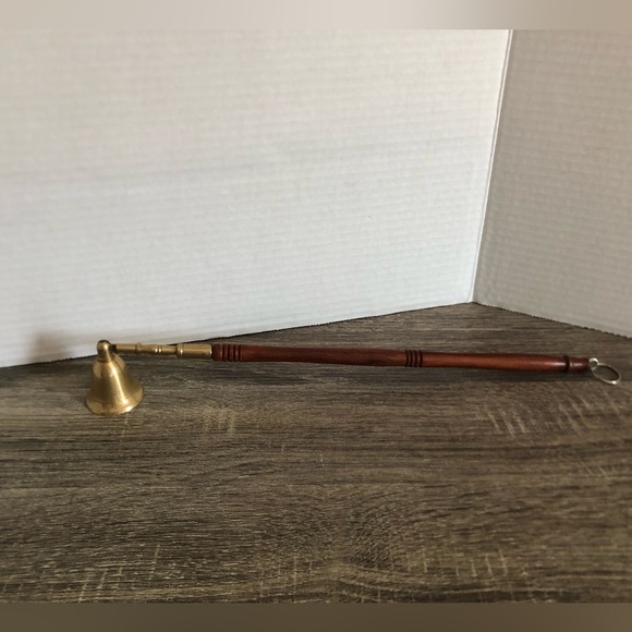 Vtg Brass and Wood Candle Snuffer - Picture 2 of 16